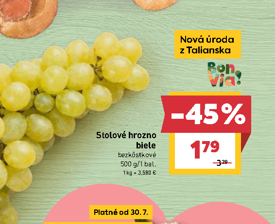 Stolové hrozno biele bezkôstkové