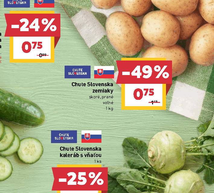 Chute Slovenska zemiaky skoré, prané voľné Chute Slovenska