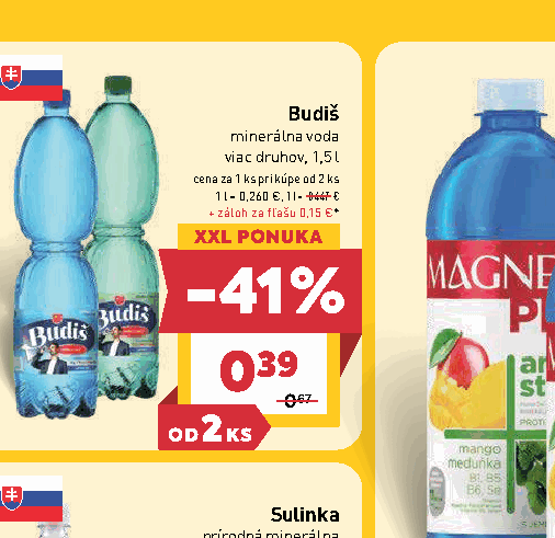 Budiš minerálna voda viac druhov, 1,5 l