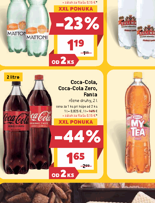 Coca-Cola, Coca-Cola Zero, Fanta rôzne druhy, 2 l