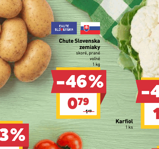 Chute Slovenska zemiaky skoré, prané voľné