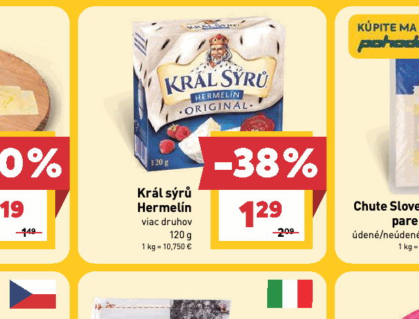 Král sýrů Hermelín viac druhov