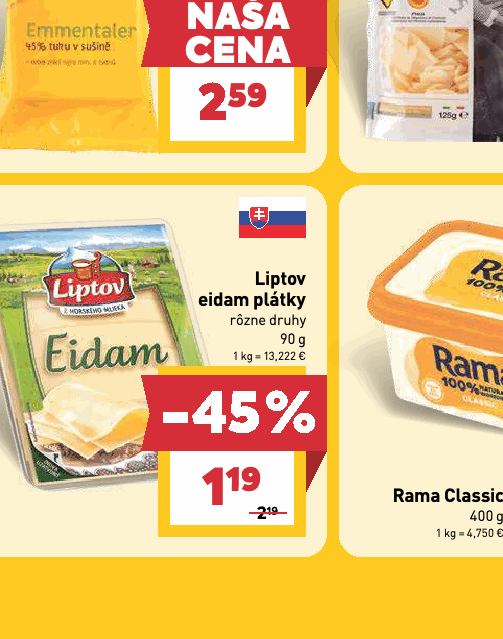 Liptov eidam plátky rôzne druhy
