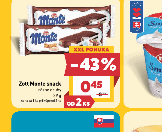 Zott Monte snack rôzne druhy