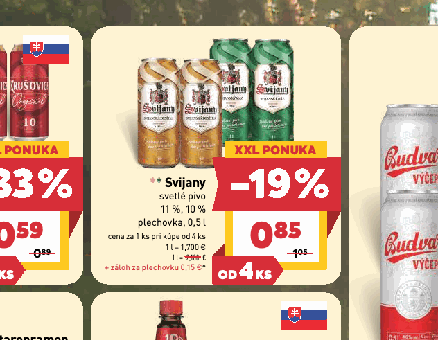 Svijany svetlé pivo 11 %, 10 % plechovka, 0,5 l