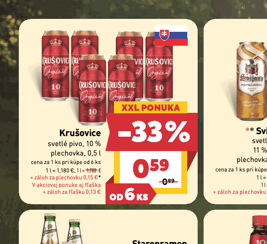 Krušovice svetlé pivo, 10 % plechovka, 0,5 l