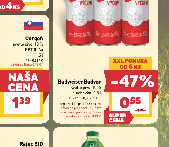 Budweiser Budvar svetlé pivo, 10 % plechovka, 0,5 l