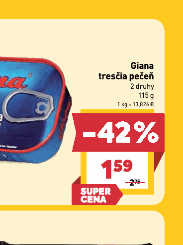 Giana tresčia pečeň 2 druhy