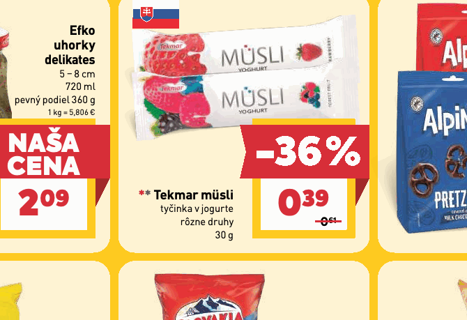 Tekmar müsli tyčinka v jogurte rôzne druhy