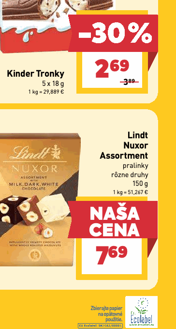 Lindt Nuxor Assortment pralinky rôzne druhy