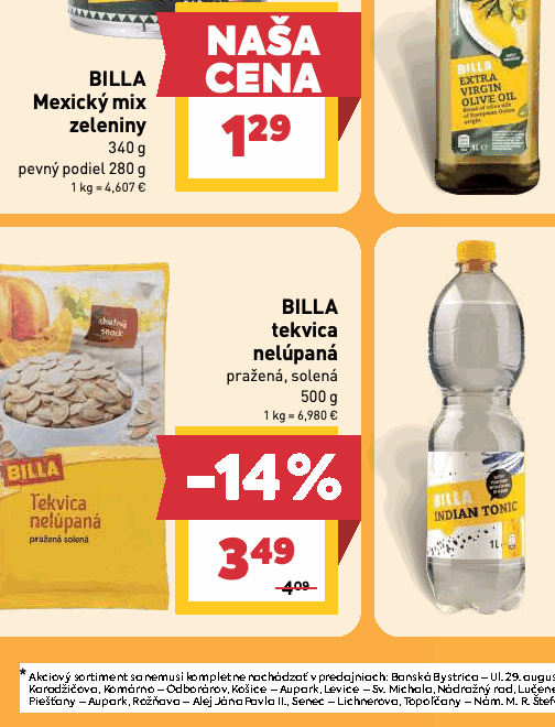 BILLA tekvica nelúpaná pražená, solená