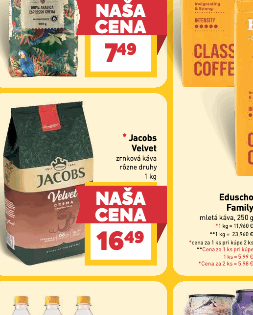 Jacobs Velvet zrnková káva rôzne druhy