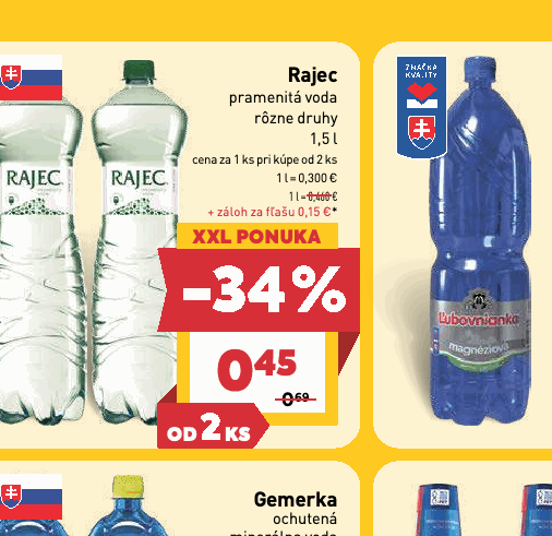 Rajec pramenitá voda rôzne druhy