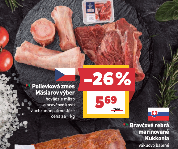 Polievková zmes Mäsiarov výber hovädzie mäso a bravčové kosti v ochrannej atmosfére