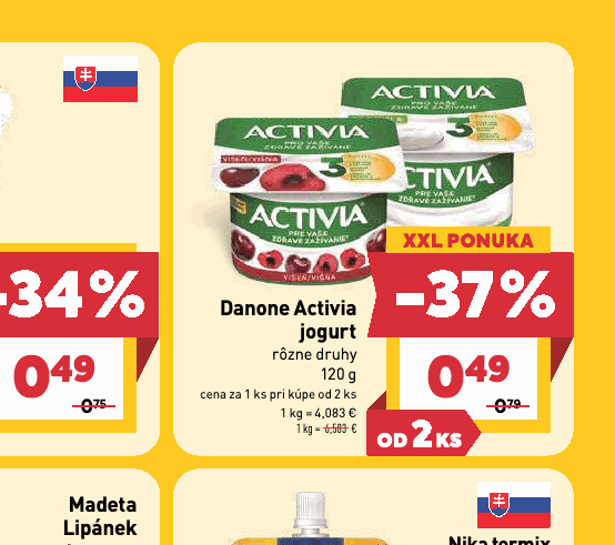 Danone Activia jogurt rôzne druhy