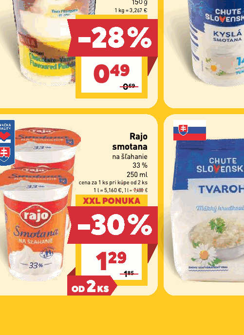 Rajo smotana na šľahanie 33 %
