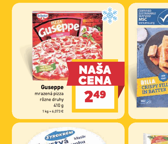 Guseppe mrazená pizza rôzne druhy