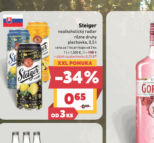 Steiger nealkoholický radler rôzne druhy plechovka, 0,5 l