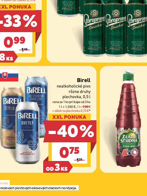 Birell nealkoholické pivo rôzne druhy plechovka, 0,5 l