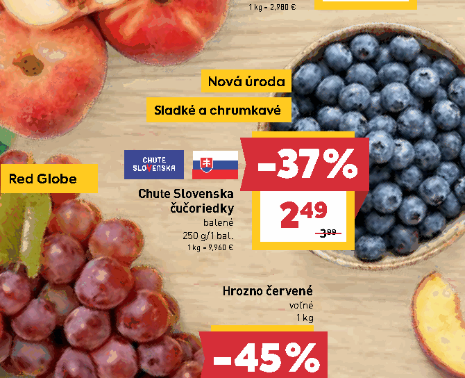 Chute Slovenska čučoriedky balené Hrozno červené