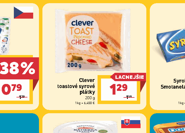 Clever toastové syrové plátky