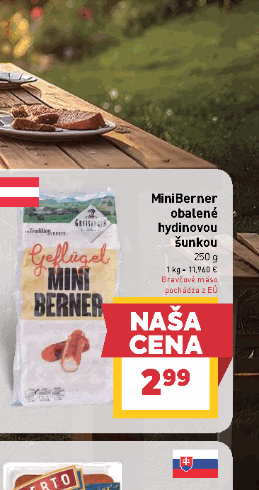 MiniBerner obalené hydinovou šunkou