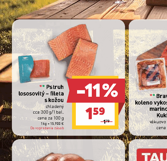 Pstruh lososovitý – fileta s kožou chladený cca 300 g/1 bal.