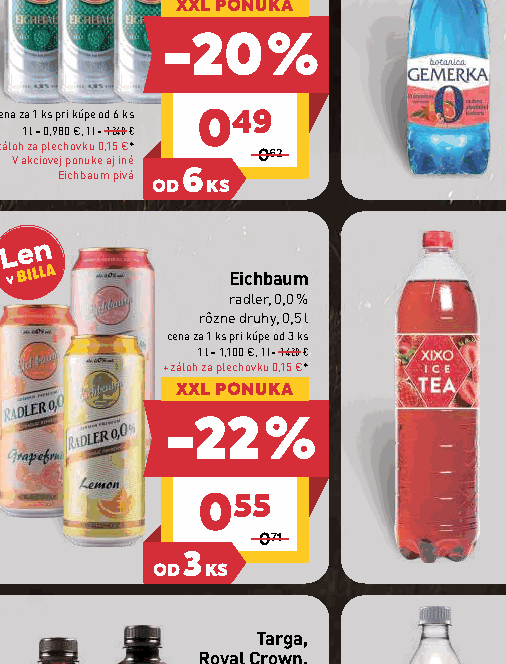 Eichbaum radler, 0,0 % rôzne druhy, 0,5 l