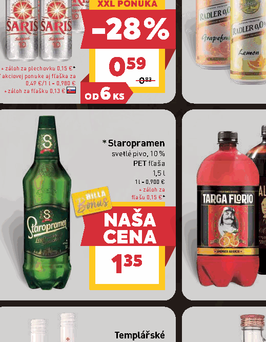 Staropramen svetlé pivo, 10 % PET fľaša fľašu 0,15 €*