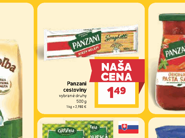 Panzani cestoviny vybrané druhy