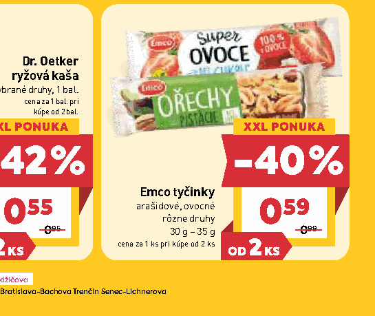 Emco tyčinky arašidové, ovocné rôzne druhy