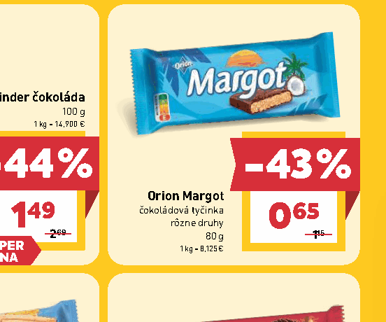Orion Margot čokoládová tyčinka rôzne druhy