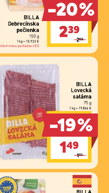 BILLA Lovecká saláma