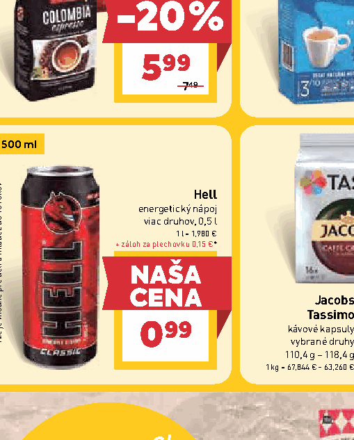 Hell energetický nápoj viac druhov, 0,5 l