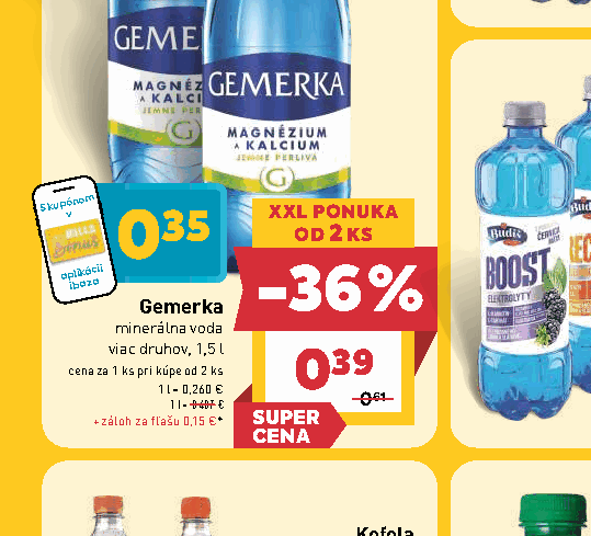 Gemerka minerálna voda viac druhov, 1,5 l