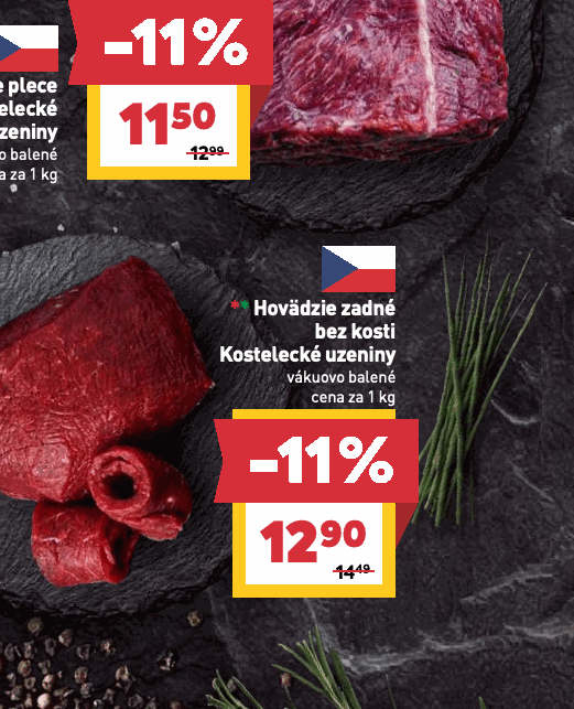 Hovädzie zadné bez kosti Kostelecké uzeniny vákuovo balené