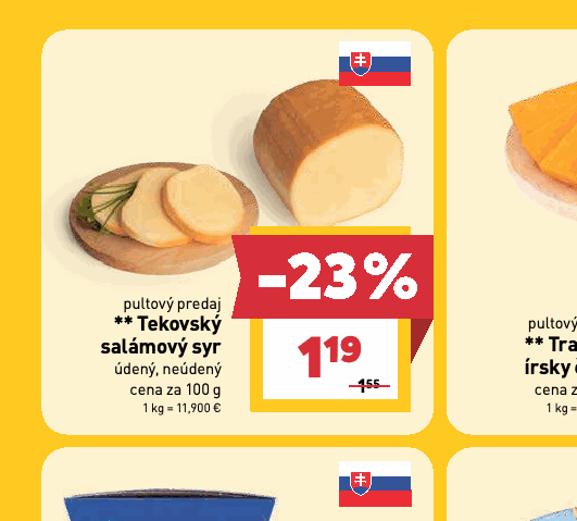 Tekovský salámový syr údený, neúdený