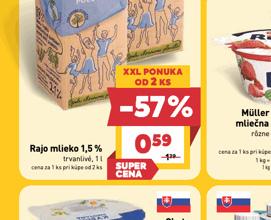 Rajo mlieko 1,5 % trvanlivé, 1 l