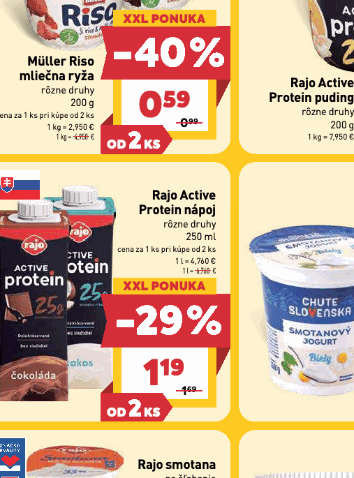 Rajo Active Protein nápoj rôzne druhy