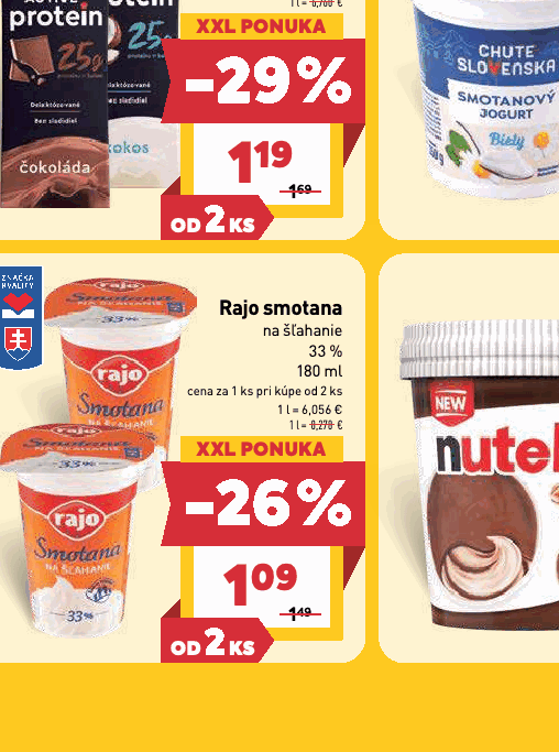 Rajo smotana na šľahanie 33 %