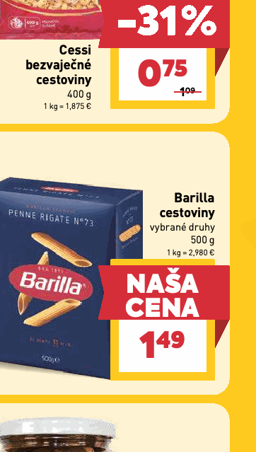 Barilla cestoviny vybrané druhy