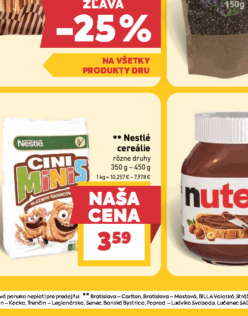 Nestlé cereálie rôzne druhy