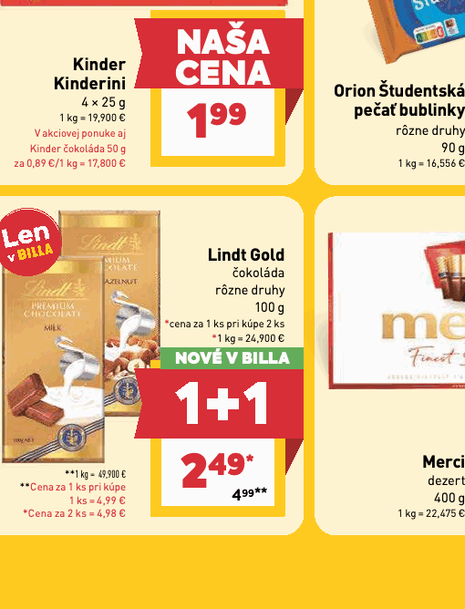 Lindt Gold čokoláda rôzne druhy