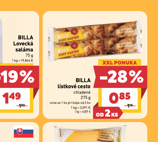 BILLA lístkové cesto chladené
