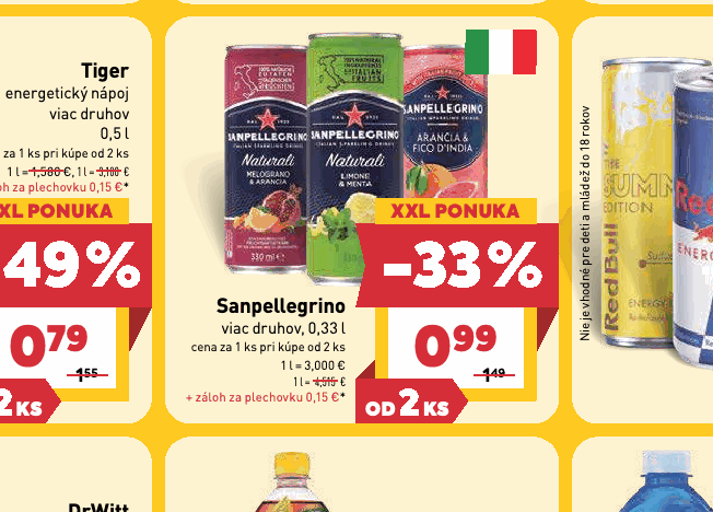 Sanpellegrino viac druhov, 0,33 l