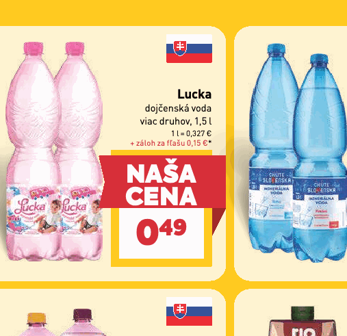 Lucka dojčenská voda viac druhov, 1,5 l