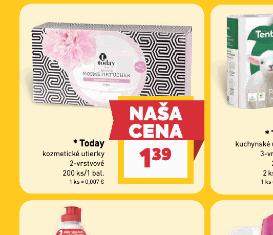 Today kozmetické utierky 2-vrstvové
