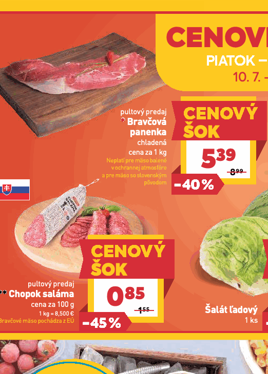 chladená v ochrannej atmosfére a pre mäso so slovenským