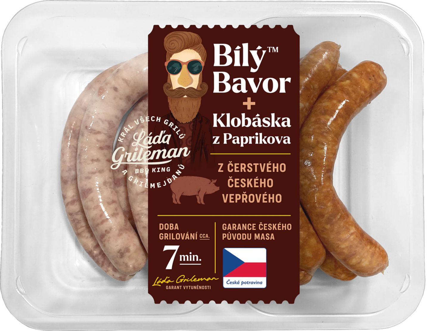 Gril mix klobáska papriková a biely bavor 500 g
