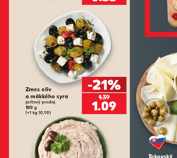 Zmes olív a mäkkého syra